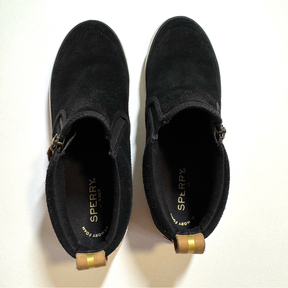 Sperry Black Suede High Top Ankle Zip Lug Casual Shoe Chukka Sneaker Women’s 7.5 - Picture 6 of 10